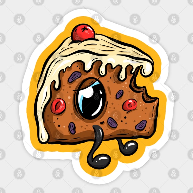 Funny Fruit Cake Cartoon Slice with Cherry Sticker by Squeeb Creative